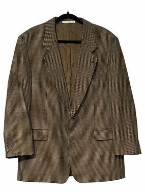 Hugo Boss Wool Blazer Men’s Size 42R Brown/Cream Houndstooth Sport Coat Jacket